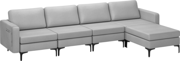 Costway Sofa Modular L-Shaped Sectional with Removable Ottoman Built-In Outlet and USB Ports New - HV10299HS-A+B+E+D