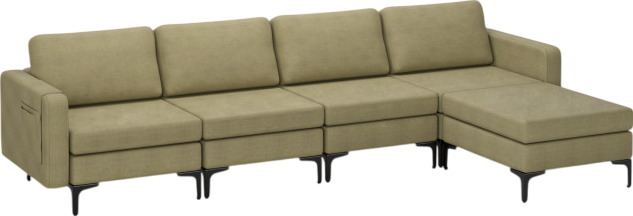 Costway Sofa Modular L-Shaped Sectional with Removable Ottoman Built-In Outlet and USB Ports New - HV10299HS-A+B+E+D