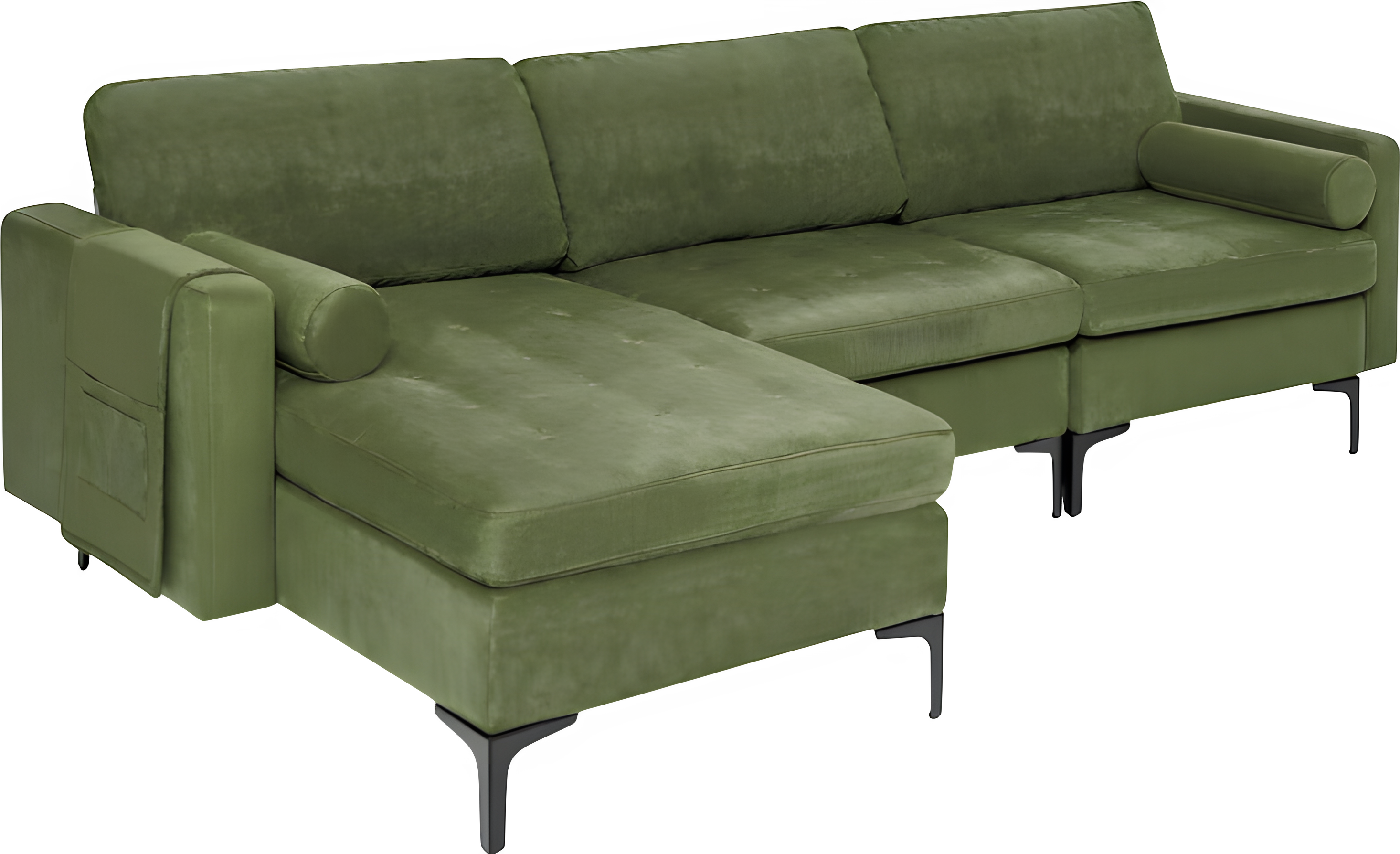 Costway Sofa Modular L-Shaped 3-Seat Sectional with Reversible Chaise and USB Ports New - HV10310GN-A+HV10310GN-B+HV10310US-GN-D