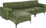 Costway Sofa Modular L-Shaped 3-Seat Sectional with Reversible Chaise and USB Ports New - HV10310GN-A+HV10310GN-B+HV10310US-GN-D