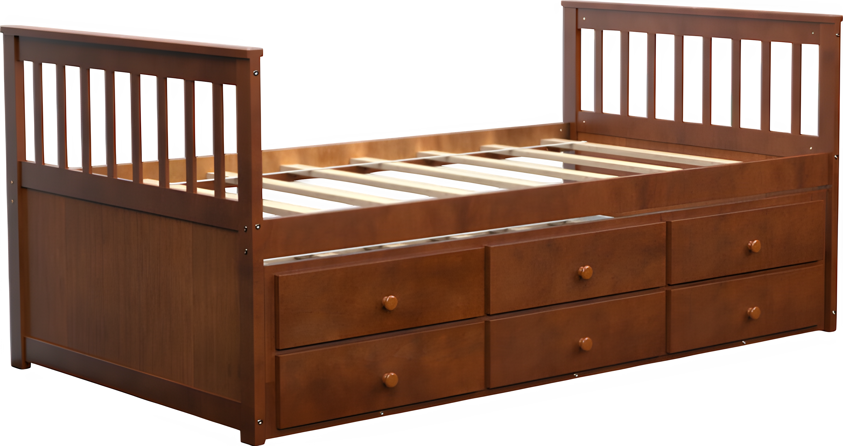 Costway Captain's Bed Twin Size with Trundle Wooden Frame and Built-in Storage Drawers New - HW67134BN+