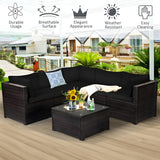 Costway Patio Furniture 6 Pcs Rattan Sectional Sofa Set with Cushions and Coffee Table New - HW70624DK+