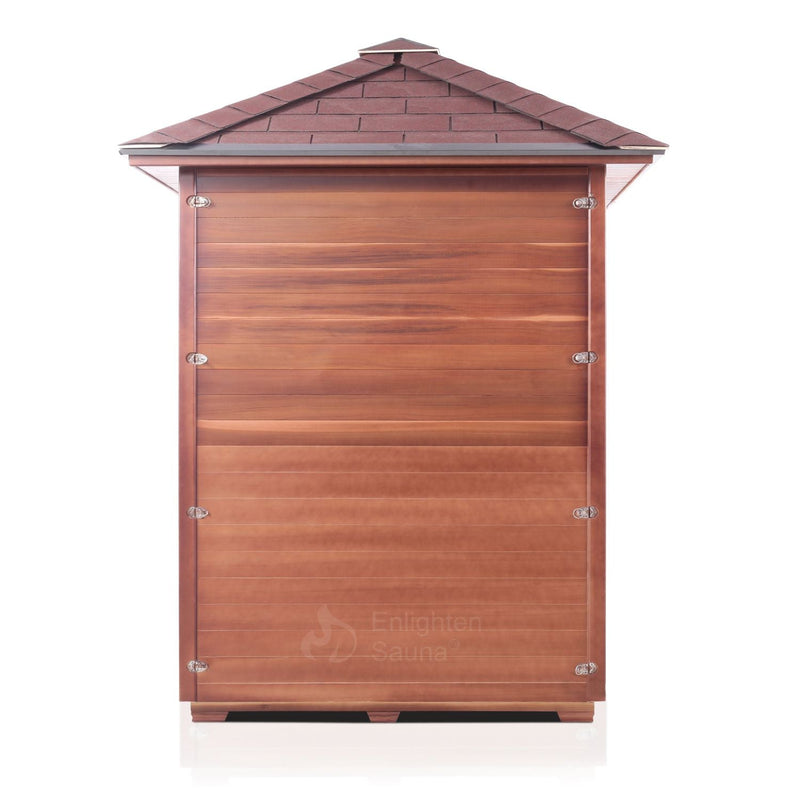 Enlighten Sauna InfraNature Rustic - Spacious 4-Person Corner Outdoor Sauna - 17379