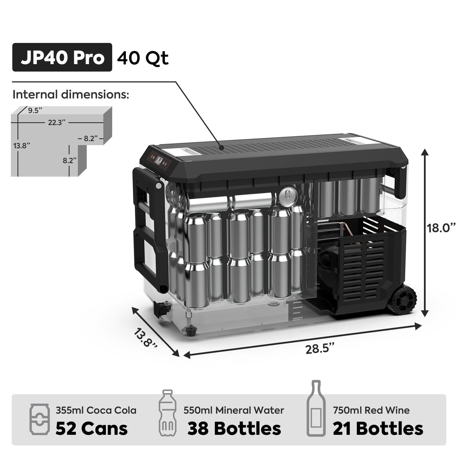 JP Pro Series 40/50L Wheeled Portable Freezer Car Fridge With Cover | ICECO