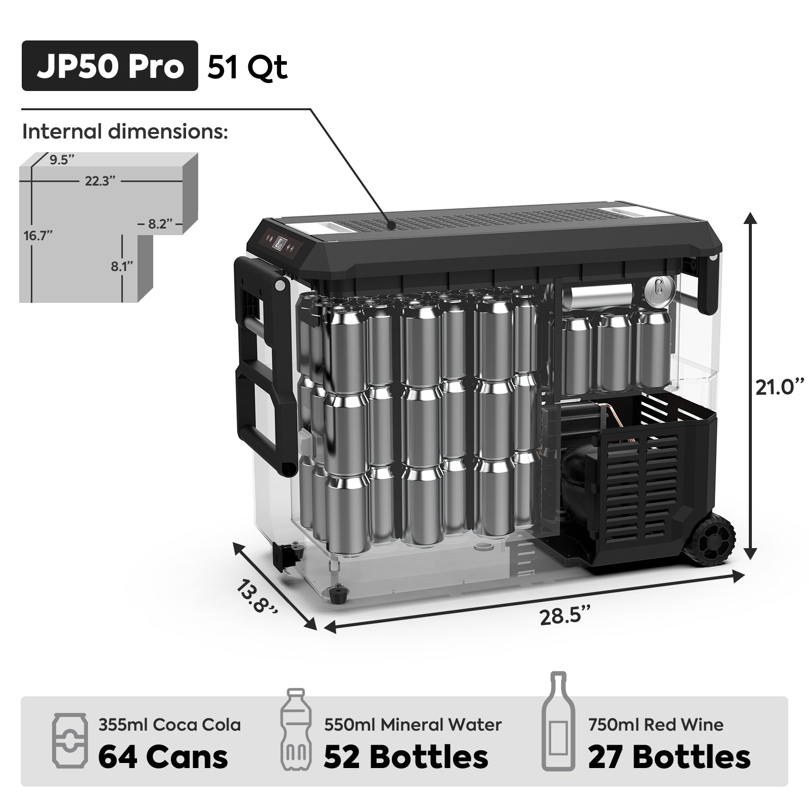 JP Pro Wheeled Portable Freezer with Magnetic Battery | ICECO