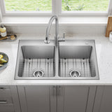 KRAUS 33” Topmount Double Bowl Stainless Steel Kitchen Sink - KHT632-33