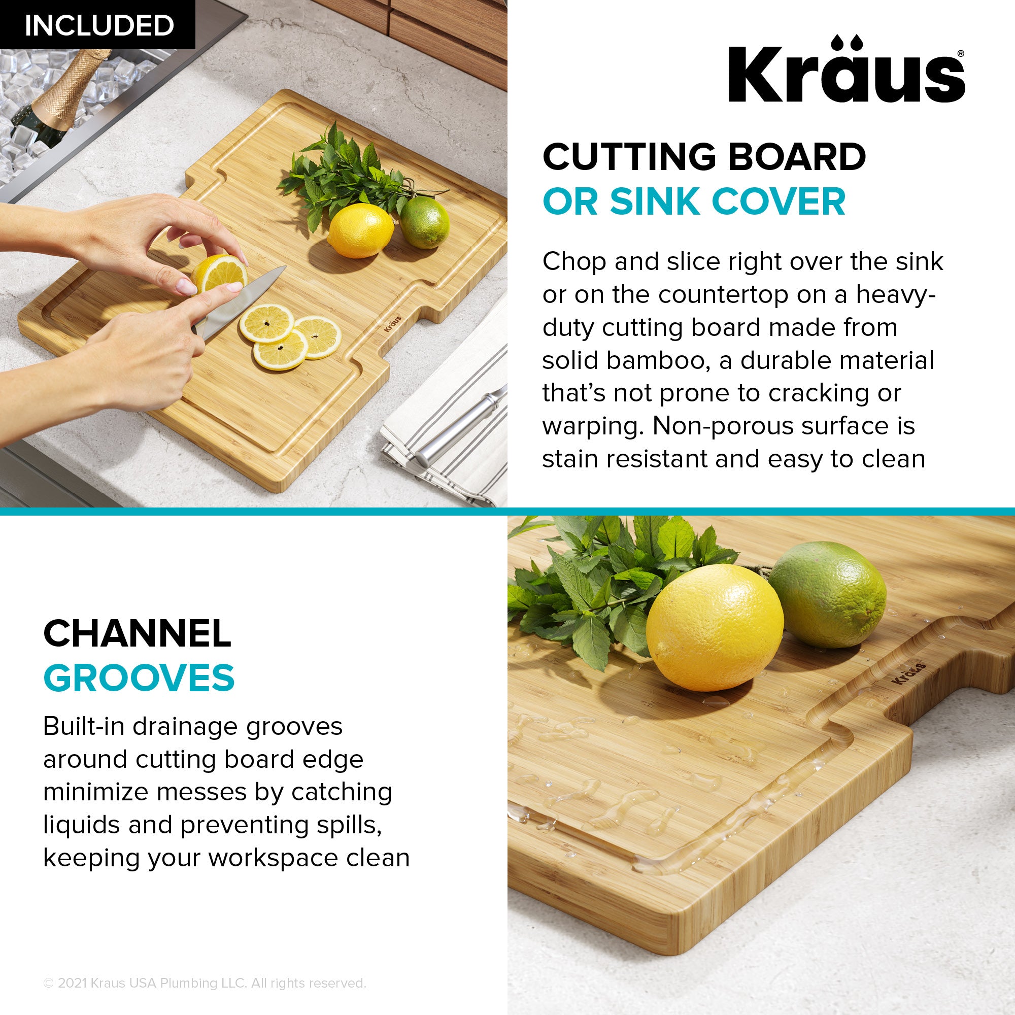KRAUS 15" x 22" Outdoor Marine Grade Workstation Drop-In T-316 Stainless Steel Bar Sink - KWT311-15-316