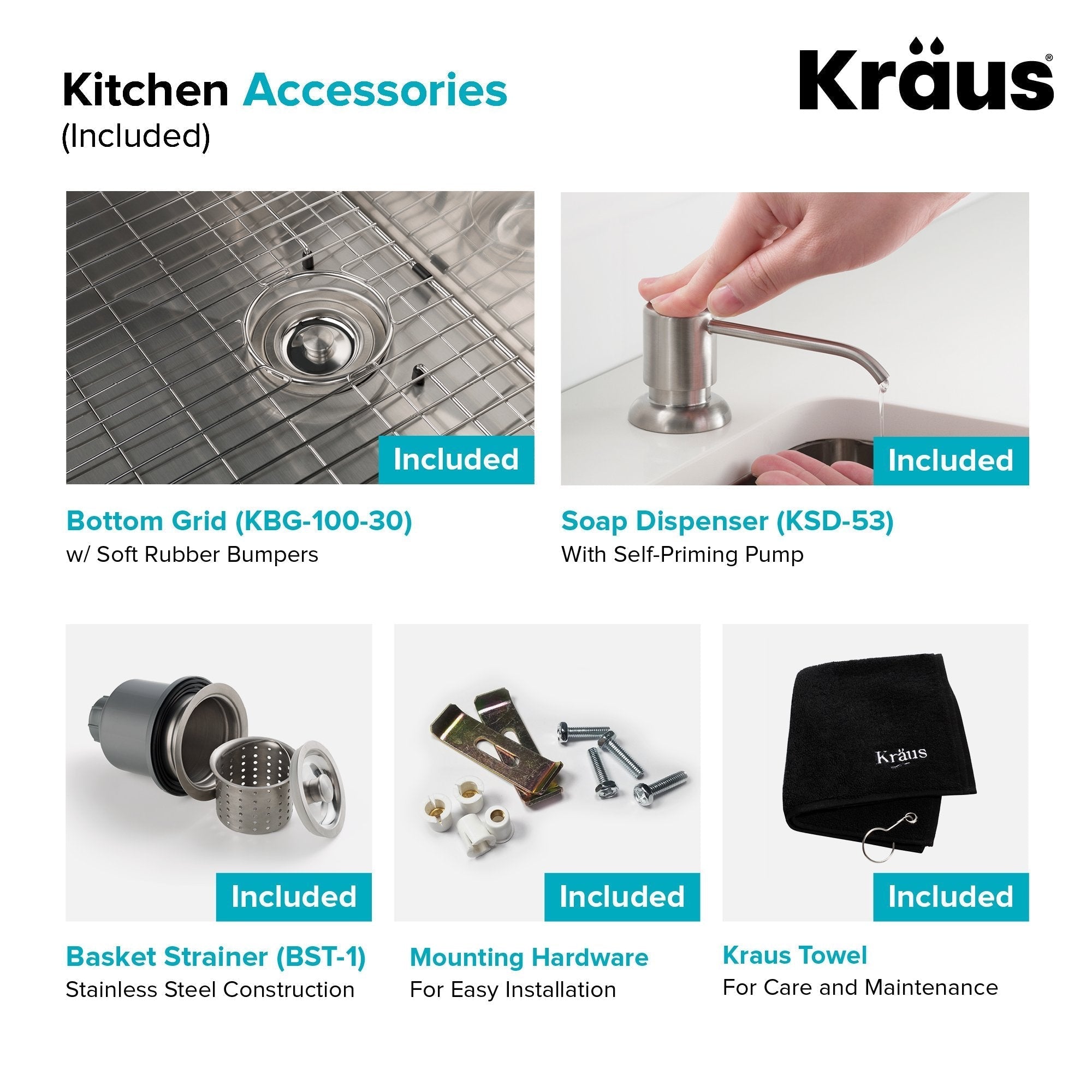 KRAUS 30" Stainless Steel Kitchen Sink and Kitchen Faucet - KHU100-30-1610-53CH