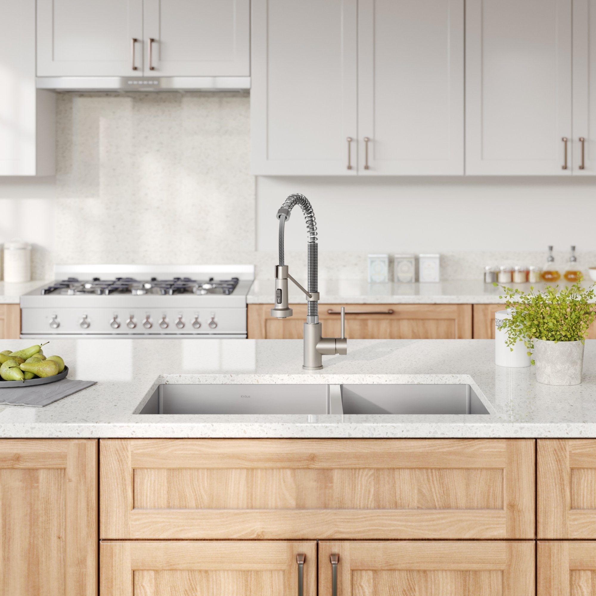 KRAUS 33" Stainless Steel Kitchen Sink and Kitchen Faucet - KHU103-33-1610-53CH