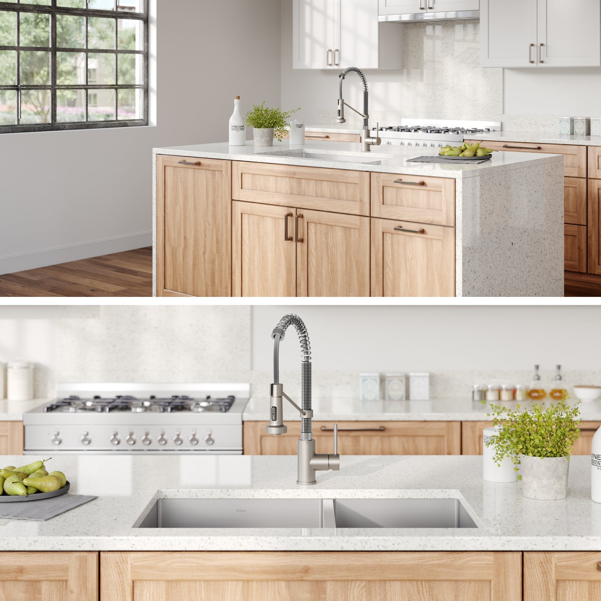 KRAUS 33" Stainless Steel Kitchen Sink and Kitchen Faucet - KHU103-33-1610-53CH