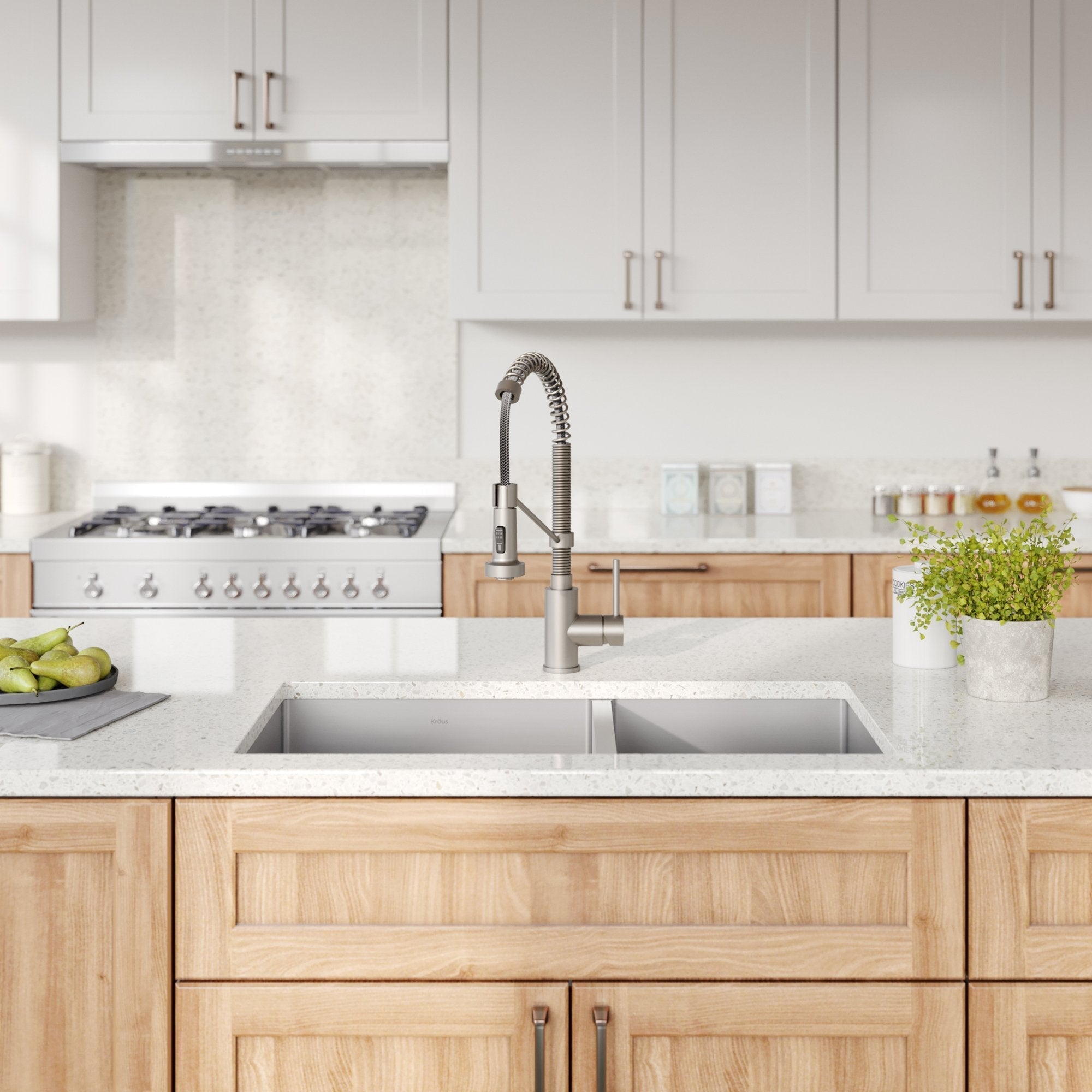 KRAUS 33" Stainless Steel Kitchen Sink and Kitchen Faucet - KHU103-33-1610-53CH