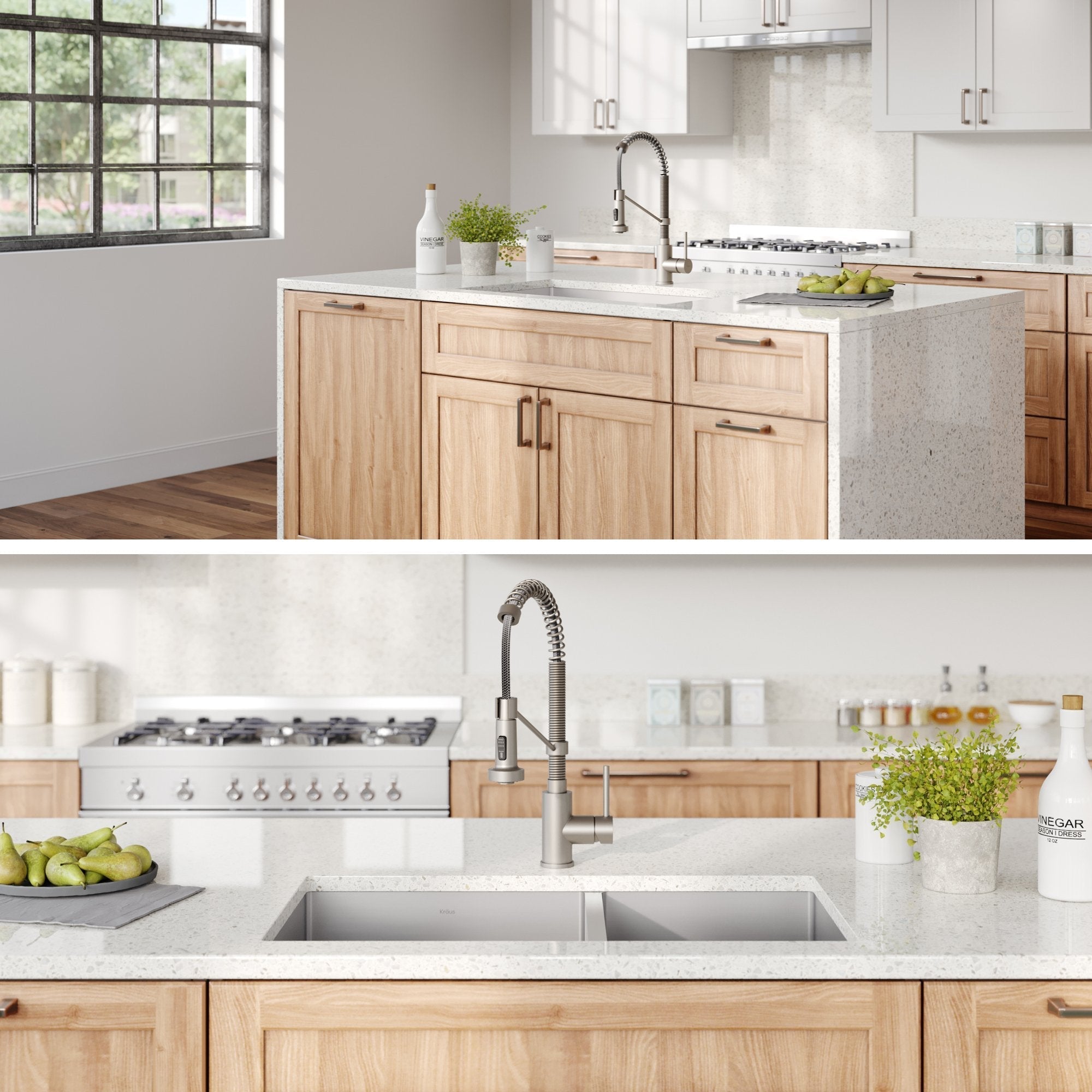 KRAUS 33" Stainless Steel Kitchen Sink and Kitchen Faucet - KHU103-33-1610-53CH