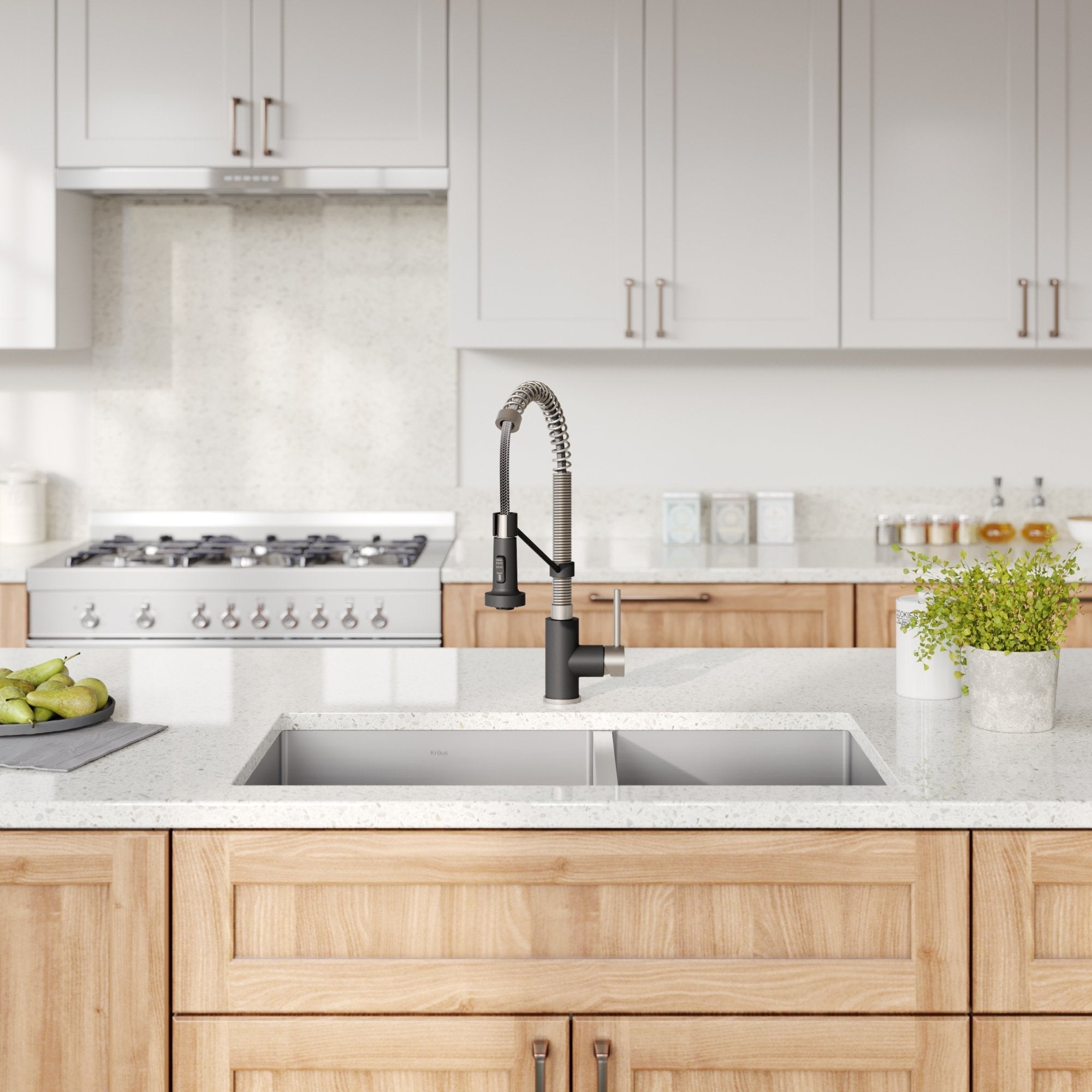 KRAUS 33" Stainless Steel Kitchen Sink and Kitchen Faucet - KHU103-33-1610-53CH