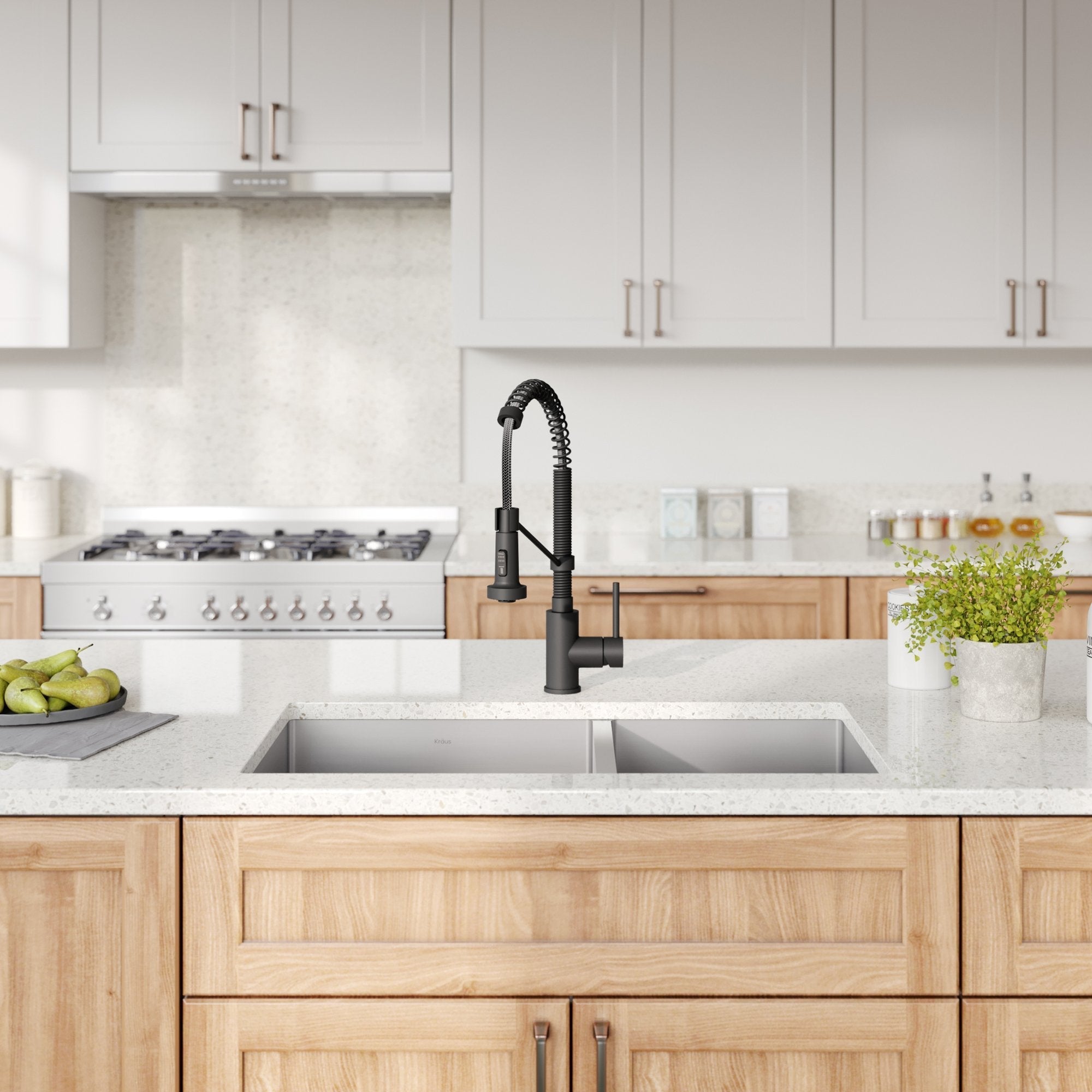 KRAUS 33" Stainless Steel Kitchen Sink and Kitchen Faucet - KHU103-33-1610-53CH