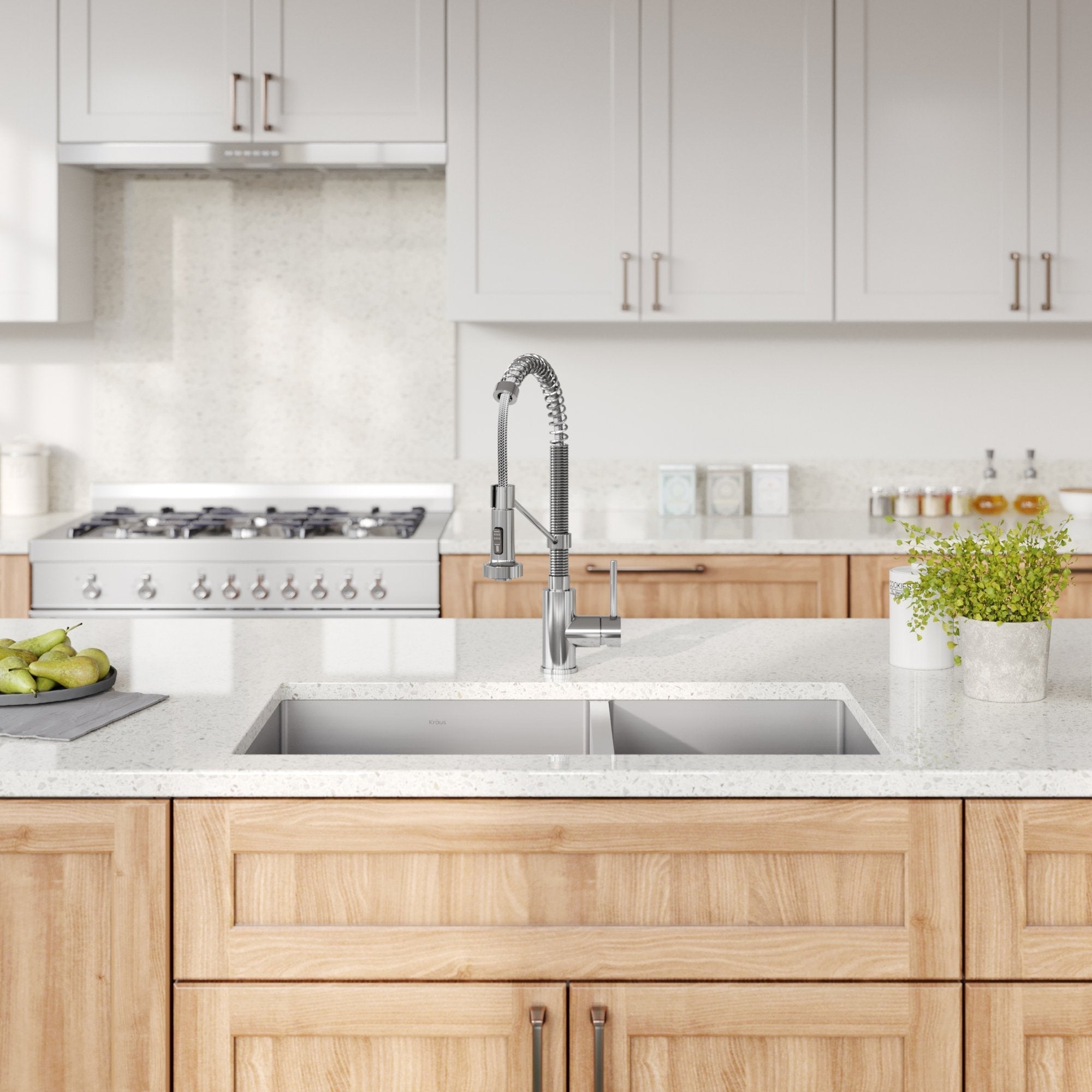 KRAUS 33" Stainless Steel Kitchen Sink and Kitchen Faucet - KHU103-33-1610-53CH