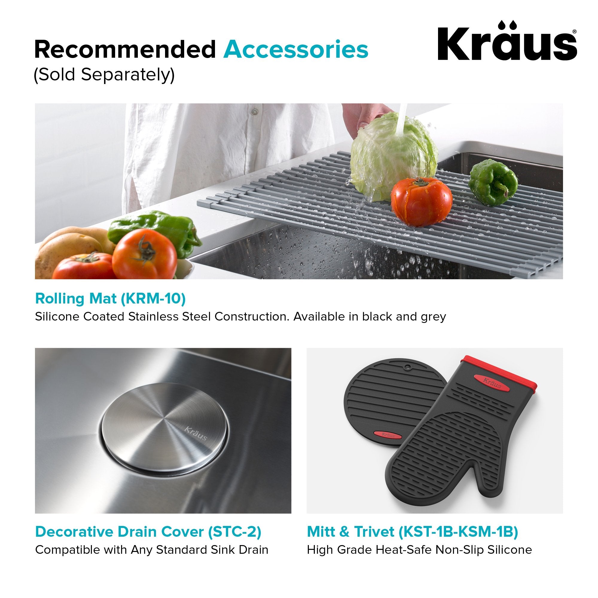 KRAUS 33" Stainless Steel Kitchen Sink and Kitchen Faucet - KHU103-33-1610-53CH