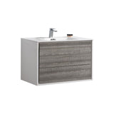 KubeBath 36 in. De Lusso Wall Mount Modern Bathroom Vanity With Color Options - DL36-GW