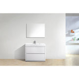 KubeBath Bliss 48 in. Free Standing Single Sink Modern Bathroom Vanity - FMB48-GW