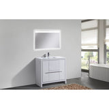 KubeBath Dolce 36 in. Single Sink Modern Bathroom Vanity with White Quartz Counter-Top - AD636GW