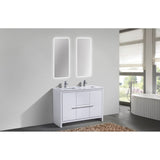 KubeBath Dolce 48 in. Double Sink Modern Bathroom Vanity with White Quartz Counter-Top - AD648DGW