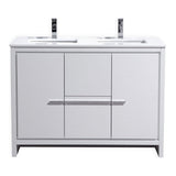 KubeBath Dolce 48 in. Double Sink Modern Bathroom Vanity with White Quartz Counter-Top - AD648DGW