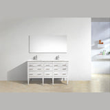 KubeBath Eiffel 60 in. Double Sink Vanity with Quartz Counter Top and White Lacquer Cabinets - E60-GW