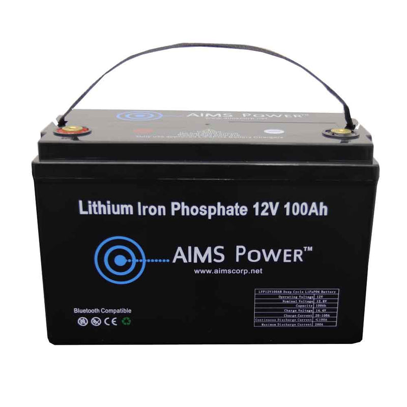 Aims Power LiFePO4 12V 100 AH Lithium Battery - Bluetooth