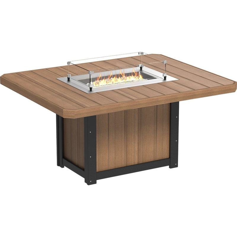 LuxCraft Lumin Fire Table 62″ Rectangular Dining Height - LFT62R-DHCHB