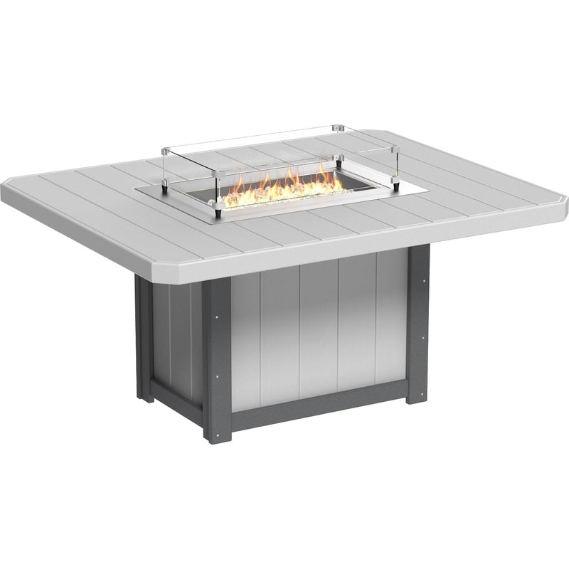 LuxCraft Lumin Fire Table 62″ Rectangular Dining Height - LFT62R-DHCHB