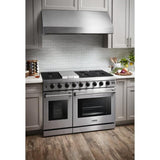 Thor Kitchen Appliance Package - 48 in. Propane Gas Range, Range Hood, Refrigerator, Dishwasher, Wine Cooler, AP-LRG4807ULP-4