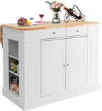 Costway Kitchen Island with Drop Leaf Countertop and 3-Level Adjustable Shelves New - JV10444WH+