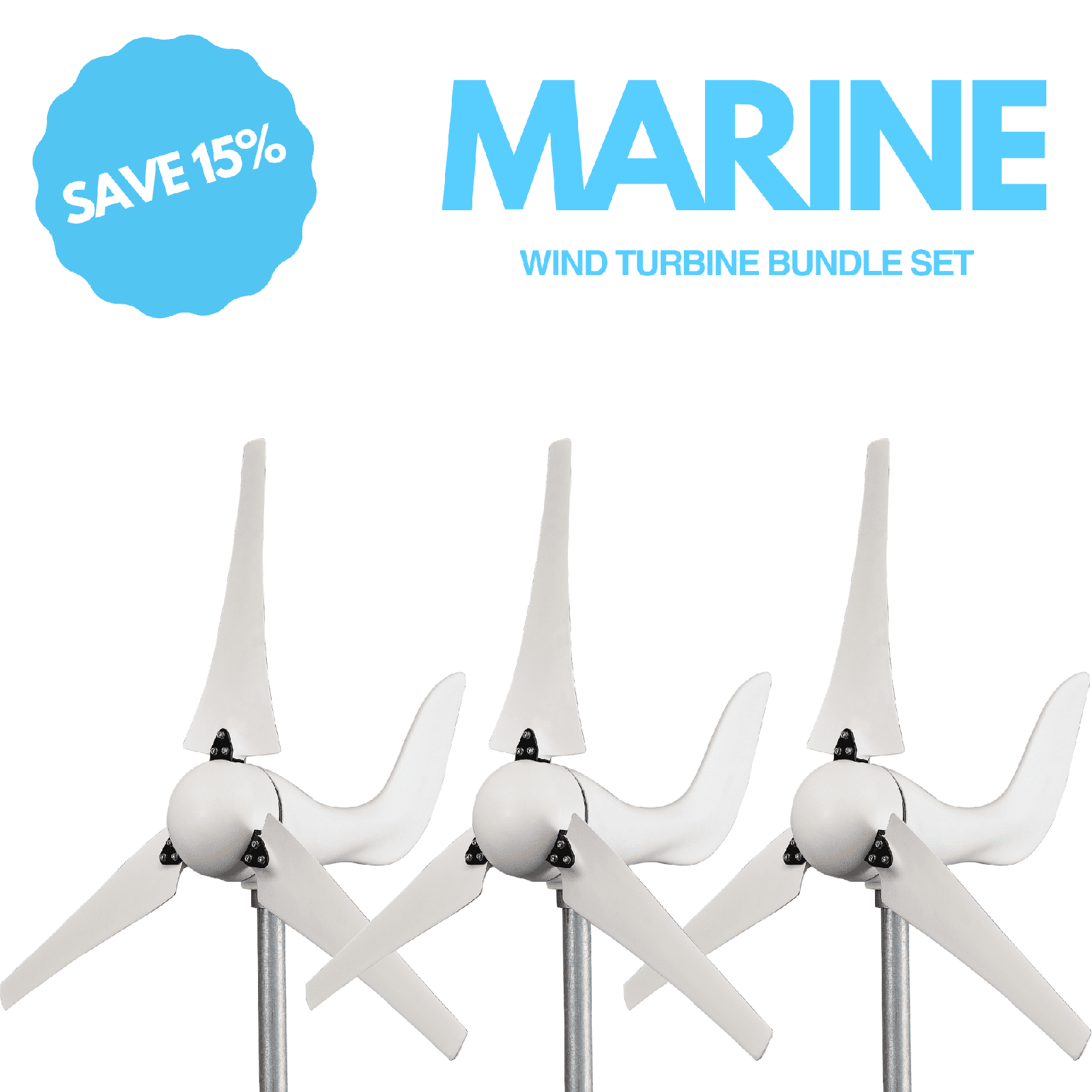 Automaxx Marine 400W Wind Turbine Generator Kit Bundle Set - DB0400ABBBM