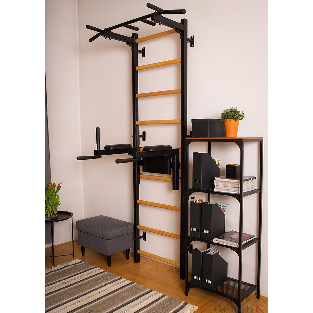 BenchK Swedish Ladder w/ Dip Bar - Black