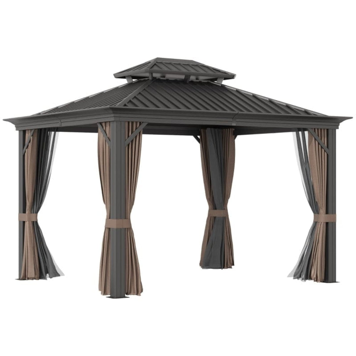 Outsunny 12'x10' Hardtop Gazebo with Aluminum Frame - 84C-204V02BN