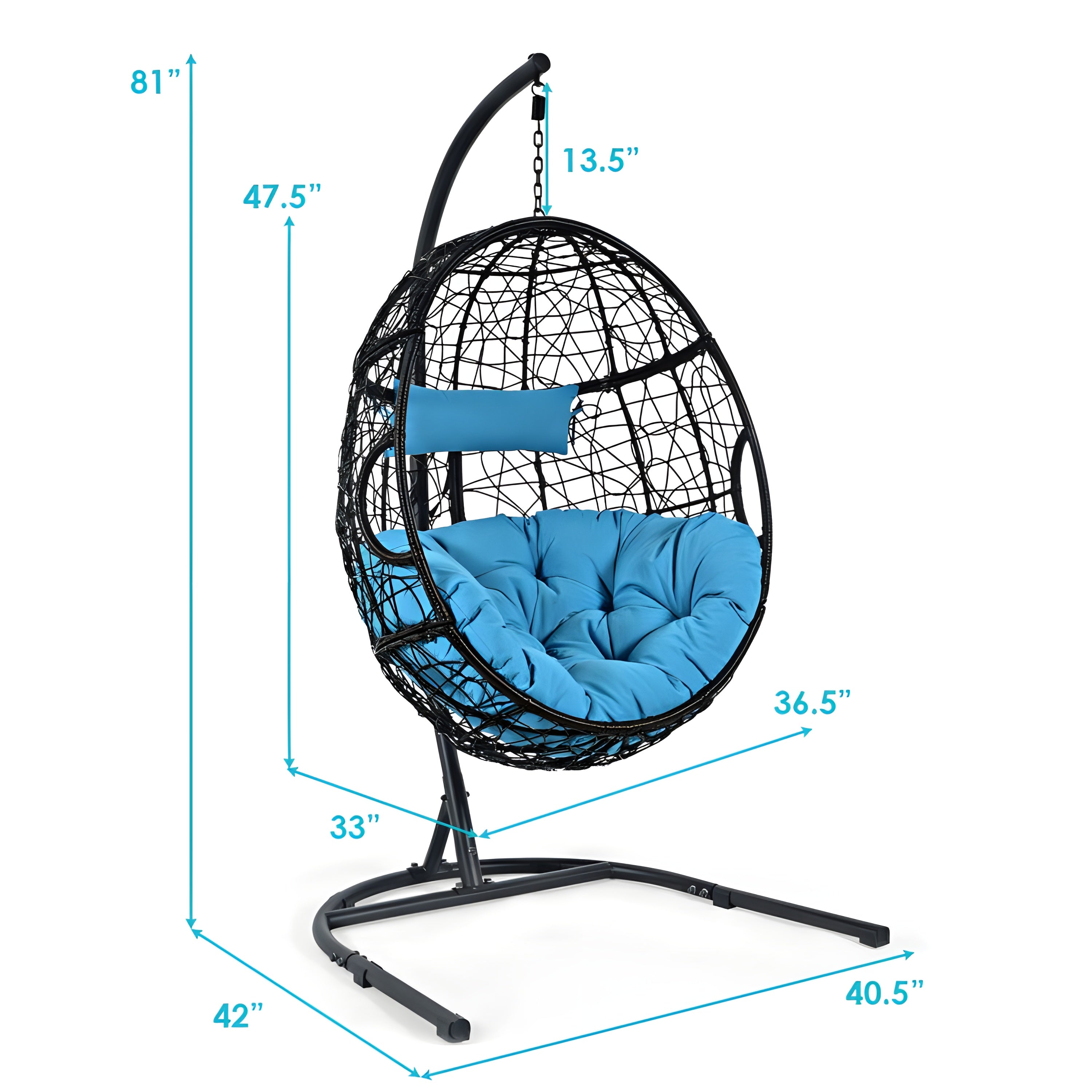 Costway Hammock Chair with Stand 250 Lbs Capacity Cushioned for Indoor Outdoor Use New - OP70424GR+