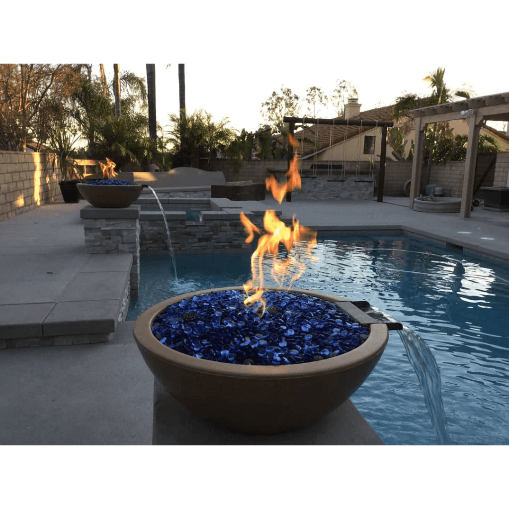 The Outdoor Plus OPT-RFW Sedona Concrete Fire and Water Bowl, 33-Inch