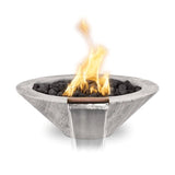 The Outdoor Plus OPT-RWGFW Cazo Round Wood Grain Concrete Fire and Water Bowl, 32-Inch