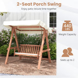 Costway Outdoor Swing Bench 2 Seats with Wood A-Frame New - NP11330+