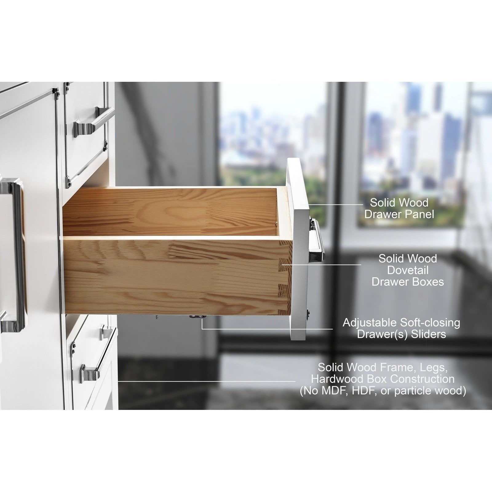 Ancerre Aspen Bathroom Vanity with Sink and Carrara White Marble Top Cabinet Set - VTS-ASPEN-36-W-CW - Backyard Provider