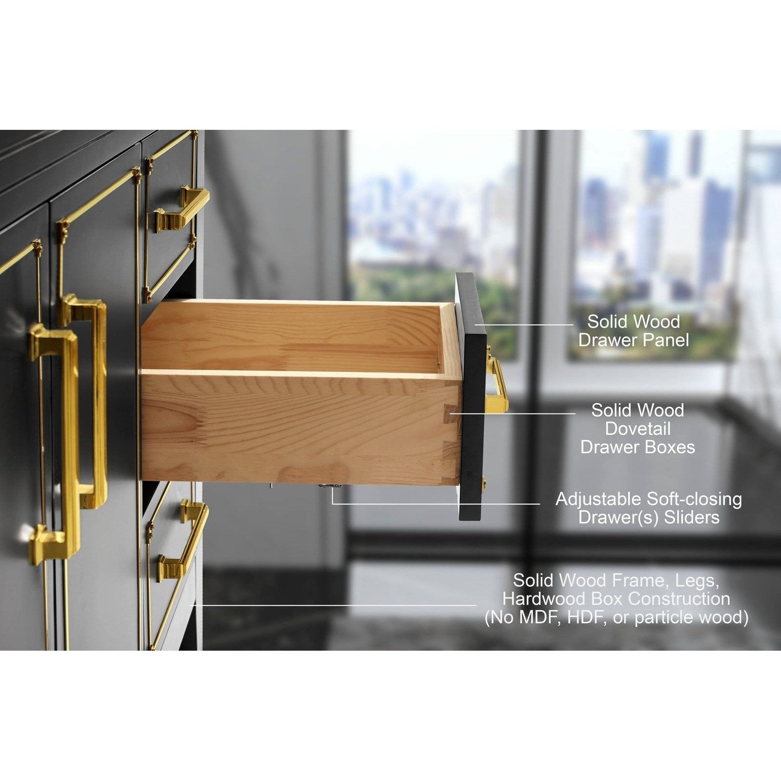 Ancerre Aspen Bathroom Vanity with Sink and Carrara White Marble Top Cabinet Set - VTS-ASPEN-36-W-CW - Backyard Provider