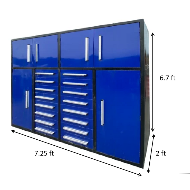 Chery Industrial 7' Garage Storage Cabinets 16 Drawers