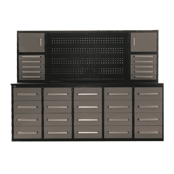 Chery Industrial 10' Storage Cabinet with Workbench 30 Drawers