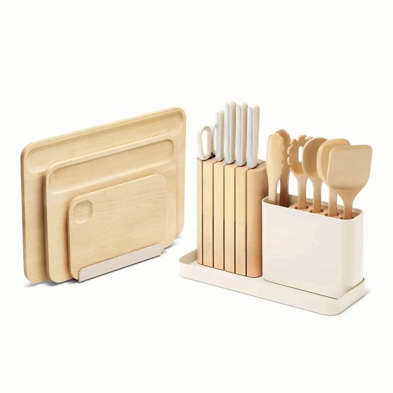 Caraway Prep & Cutting Board Set in Cream - Backyard Provider