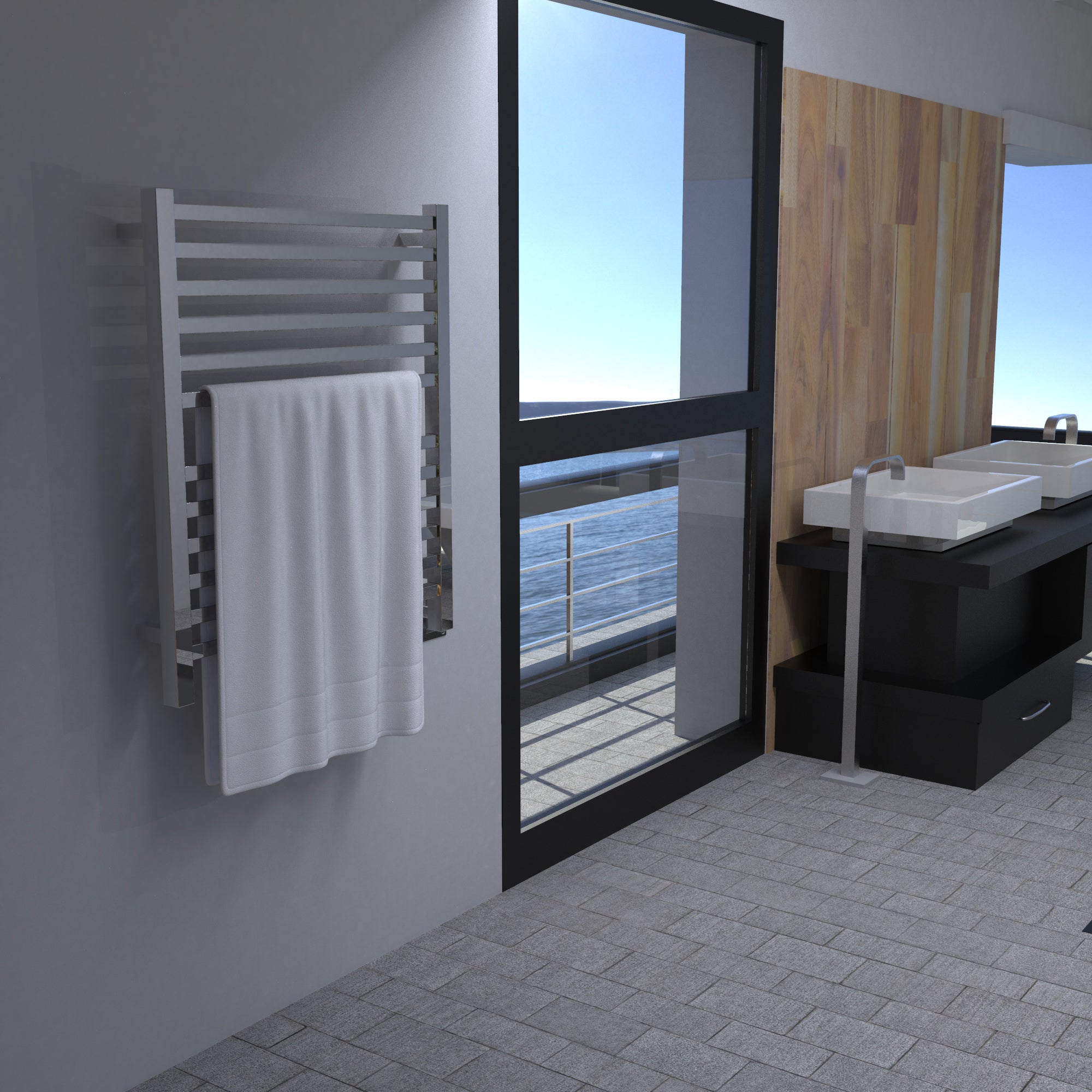 Amba Heated Towel Rack Model S2933 Height 33 1/4″ - S2933B