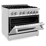 ZLINE Appliance Package - 36 in. Dual Fuel Range, Range Hood, Microwave Drawer, 3 Rack Dishwasher, 4KP-RARH36-MWDWV