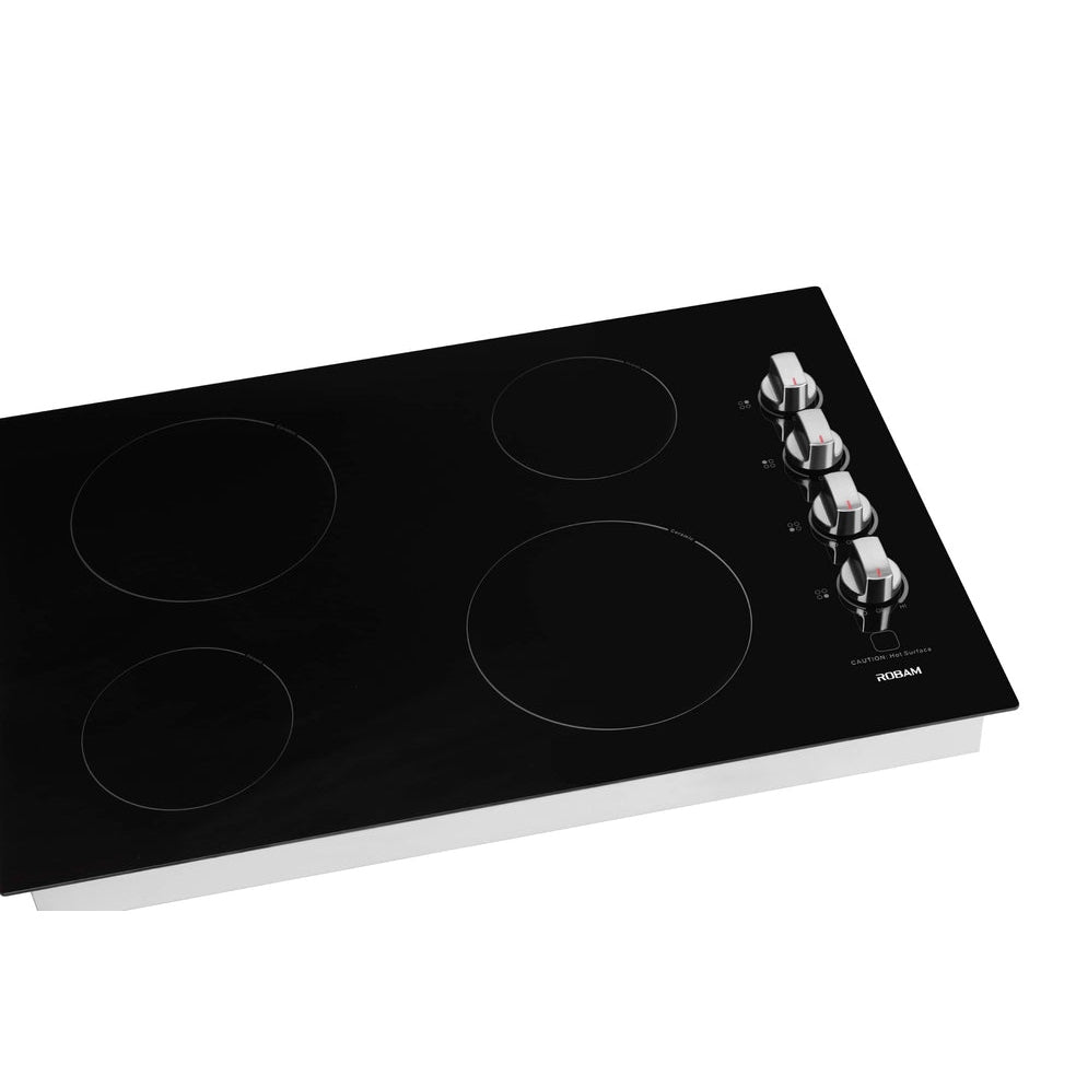 ROBAM 30-Inch Radiant Electric Ceramic Glass Cooktop in Black with 4 Elements including 2 Power Boil Elements - W412