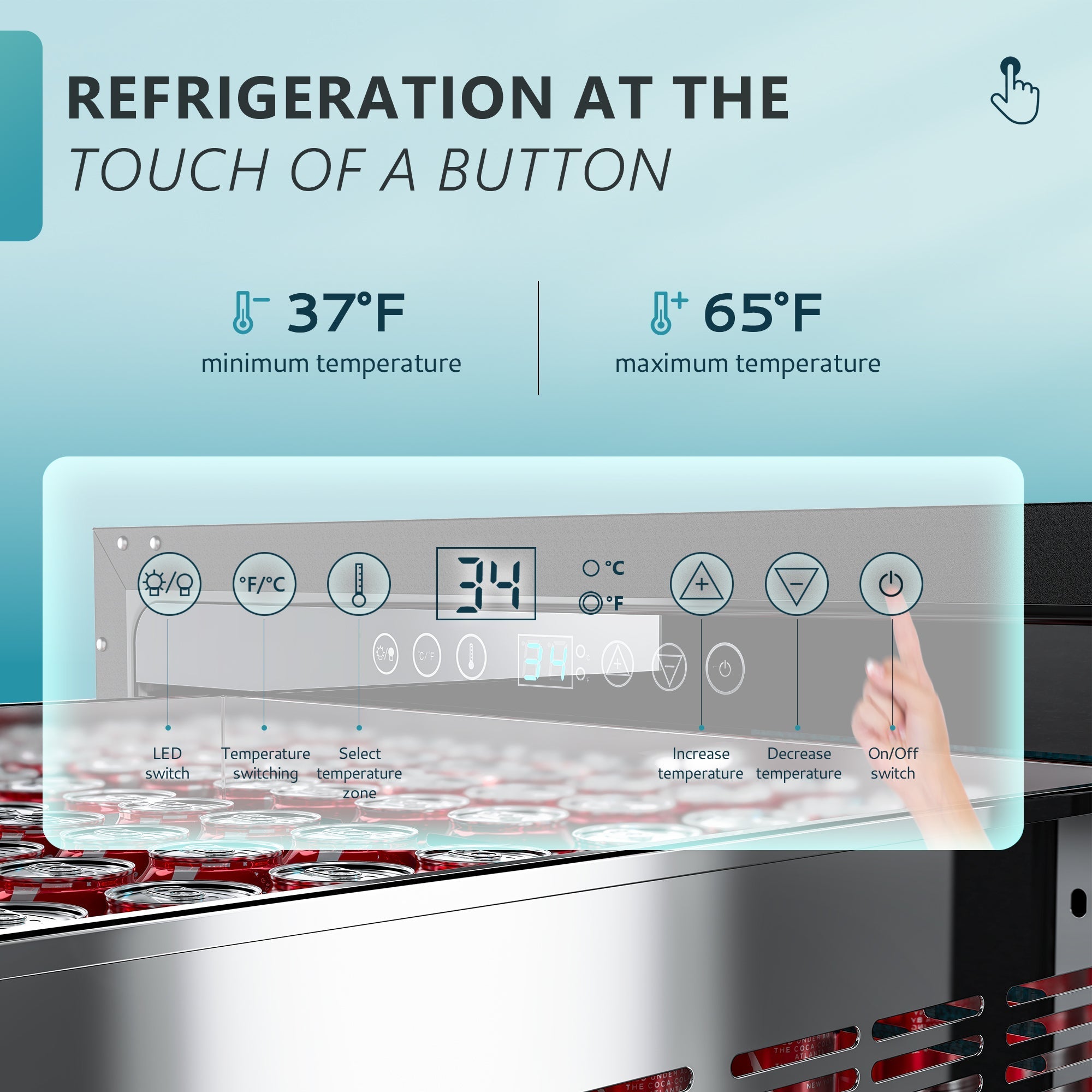 EUHOMY Beverage Refrigerator Under Counter Beer Fridge Large Capacity Wine Cooler - BRU-04