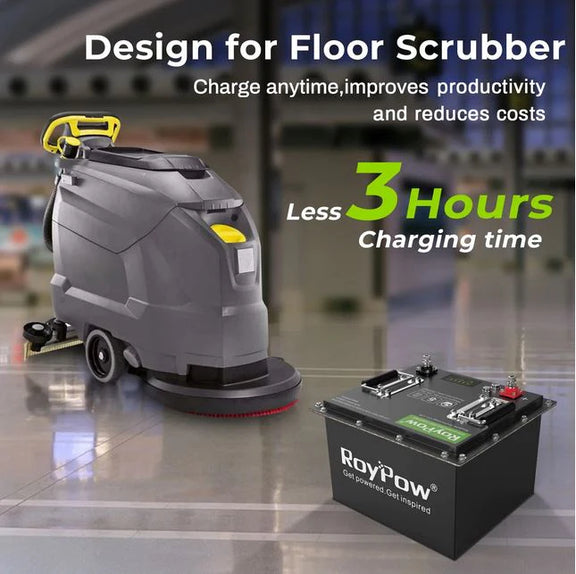 Roypow Floor Scrubber 24v 105ah Lithium Battery - Heated / Ip67 - S24105S