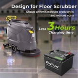 Roypow Floor Scrubber 24v 105ah Lithium Battery - Heated / Ip67 - S24105S