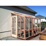 Santa Barbara | 6ft or 9ft Wide Deluxe Redwood Lean-To Glass Greenhouse/Sunroom Premium Package, 3/16 in Glass Glazing, Pre-assembled Panels